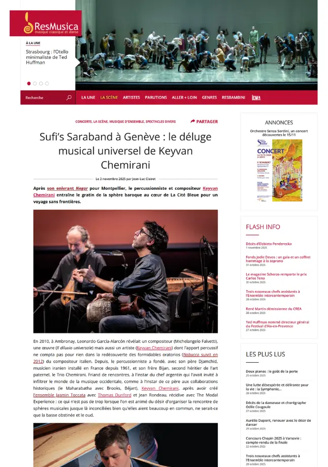 Sufi’s Saraband in Geneva: the universal musical deluge of Keyvan Chemirani